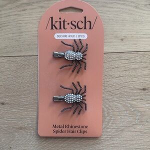 Kitsch Metal Rhinestone Spider Hair Clips